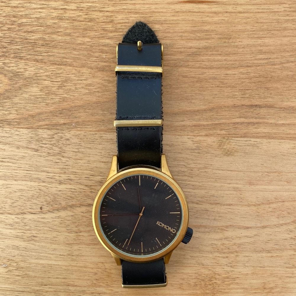Black and Gold Kokomo watch with leather strap